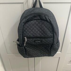 Vera Bradley Quilted Dark Gray Backpack with Front Pocket
